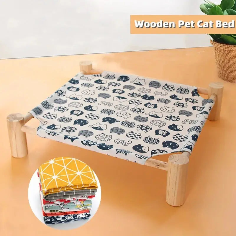 Tabouret en bois durable avec motif bois pour hamac de chat | Animal-Friendly Furniture