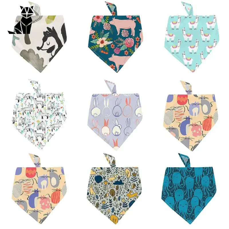 Collection de bandanas pour berger australien avec des petits motifs et des dessins joyeux pour votre berger