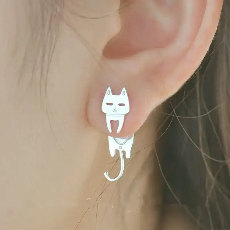 Boucles D’oreilles Chat: Un Accessoire Magique Et élégant - Argent