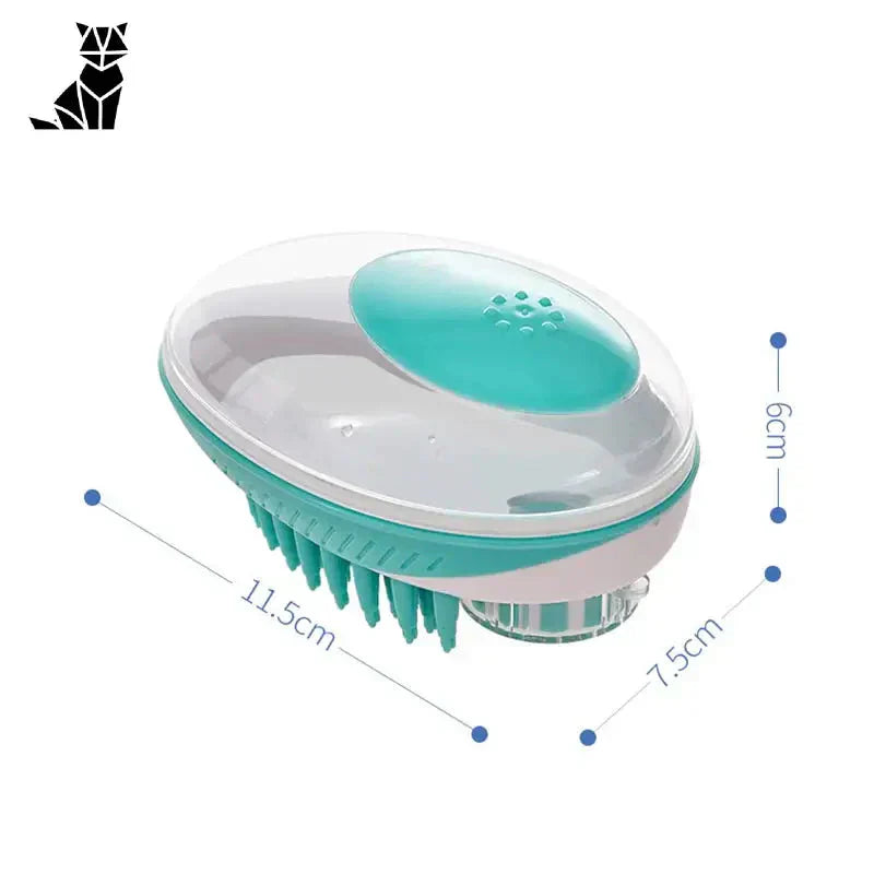 Brosse de massage verte et blanche avec manche bleu pour un nettoyage et une relaxation efficaces du chien