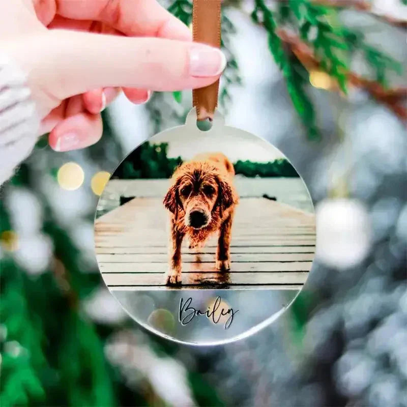 Ornement durable en acrylique pour chien avec photo, parfait souvenir personnalisable