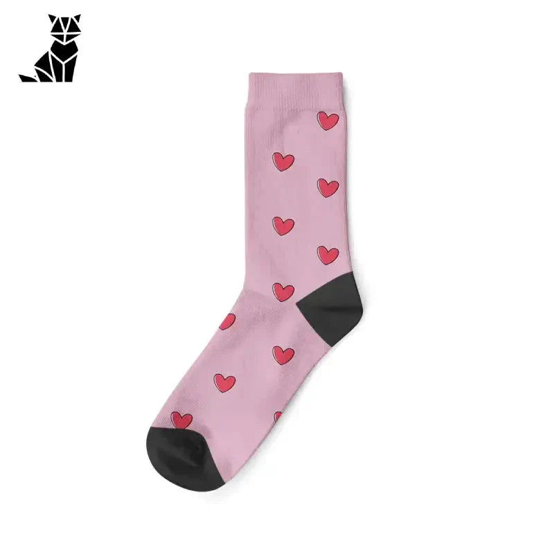 Chaussettes personnalisées pour chats : Chaussettes roses uniques avec cœurs rouges - Chaussettes élégantes