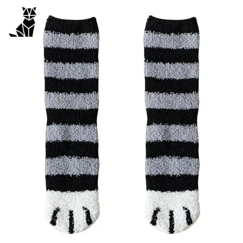 Chaussettes Chats Adorables Pour Des Petits Pieds Bien Au Chaud - Zebre Gris / 35-43