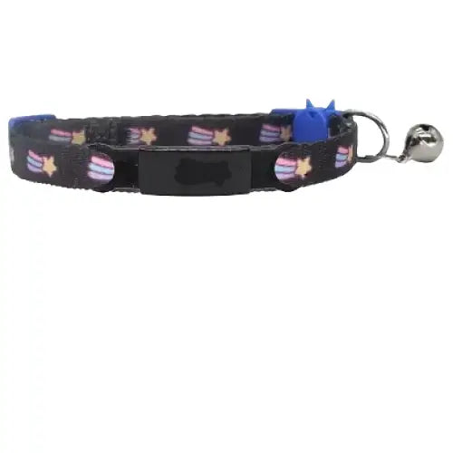 Collier réglable noir avec un chat, parfait pour les petits animaux comme les chats et autres Transparent Background