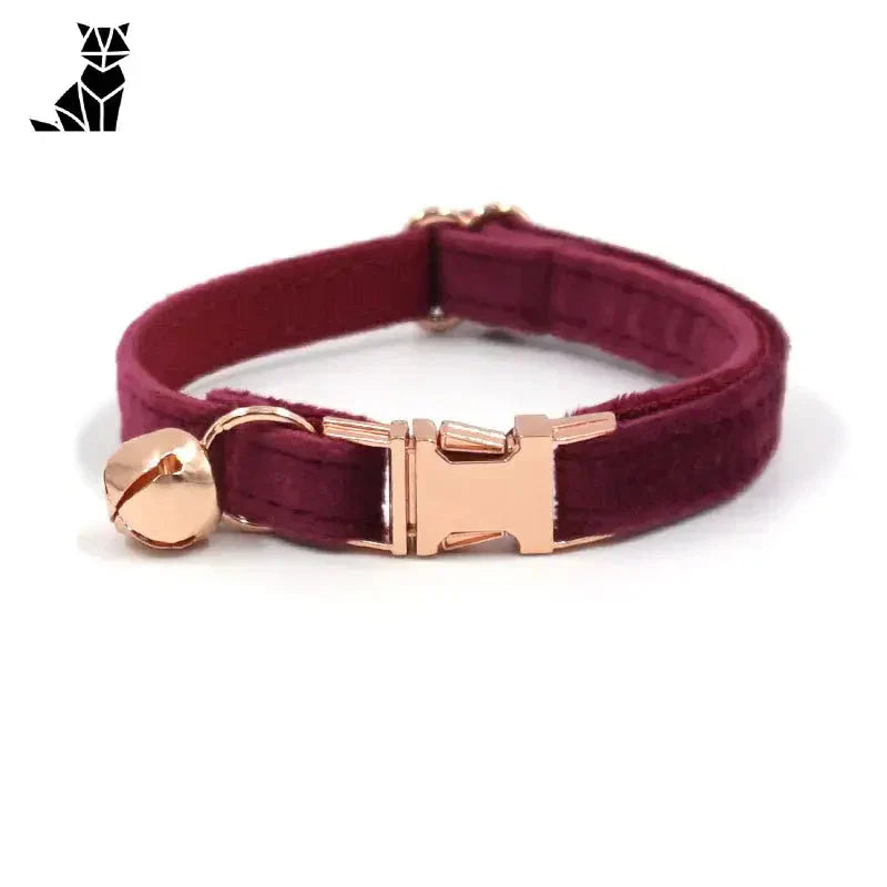 Magnifique bracelet en velours rose avec fermoir en or rose pour un collier de chat personnalisé