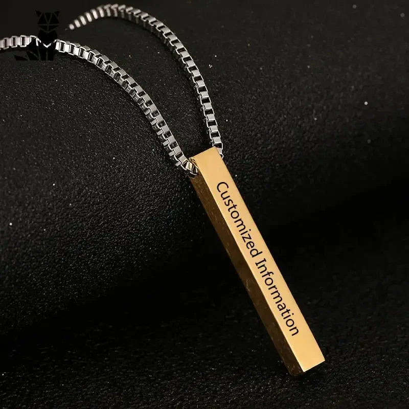 Collier cuboïde personnalisé avec gravure sur quatre faces, collier cuboïde personnalisé