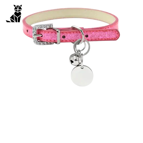 Collier pour chien en cuir rose avec breloque en argent - Collier pour chat en cuir personnalisé par Animal Lovers