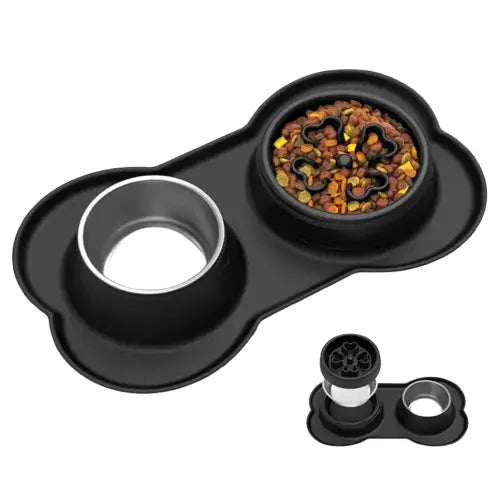 Gamelle anti - glouton double en silicone Transparent Background