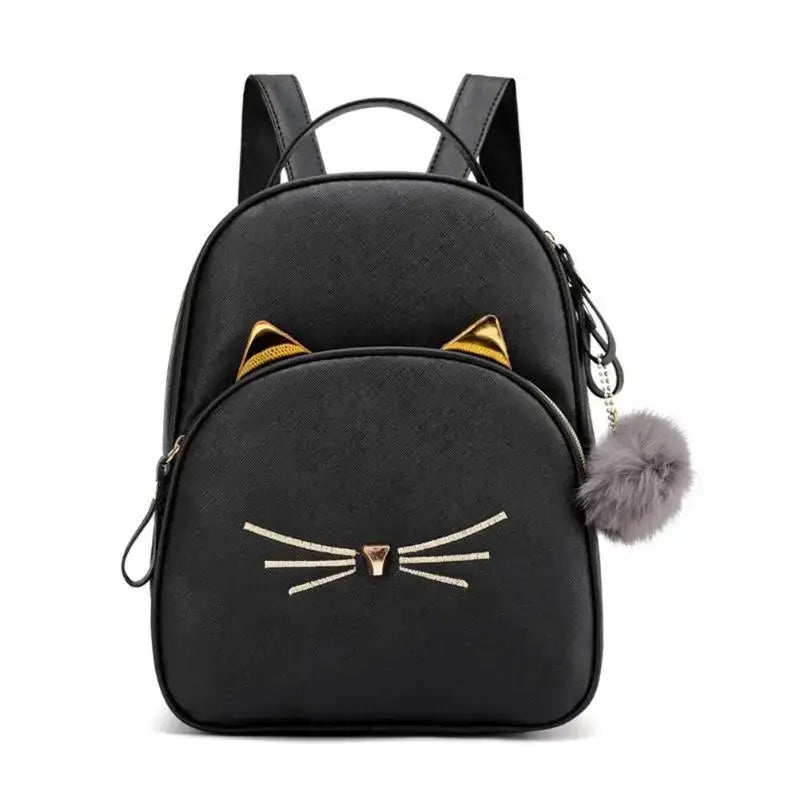 Mini Sac à Dos Chat En Similicuir: élégance Discrète Et Pratique - Noir