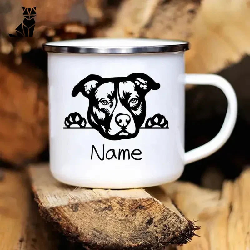 Mug personnalisé Chien sur une bûche - Design d’animaux adorables