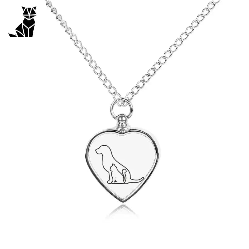 Collier argenté en forme de cœur avec silhouette de chien - souvenir tangible personnalisé