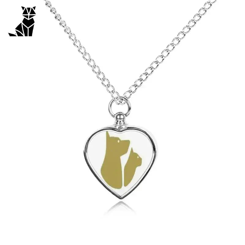 Collier coeur argenté avec silhouette de chien - Pendentif petit souvenir personnalisé