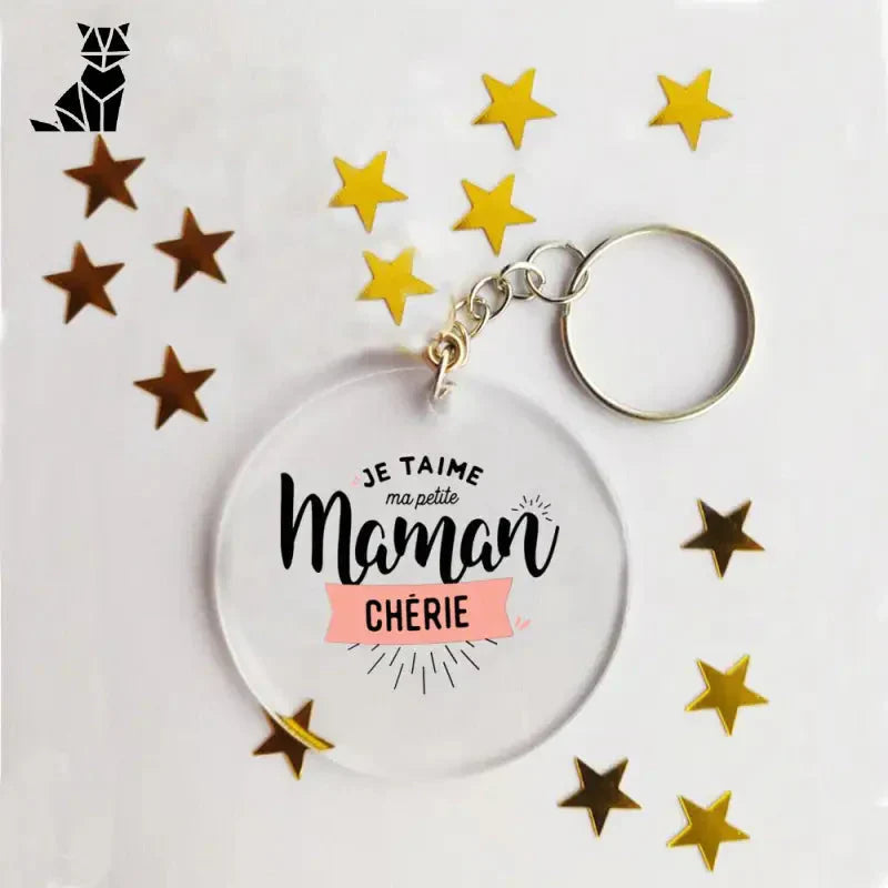 Porte-clés Acrylique Française Culture avec texte ’I Am Mom’ sur le porte-clés’