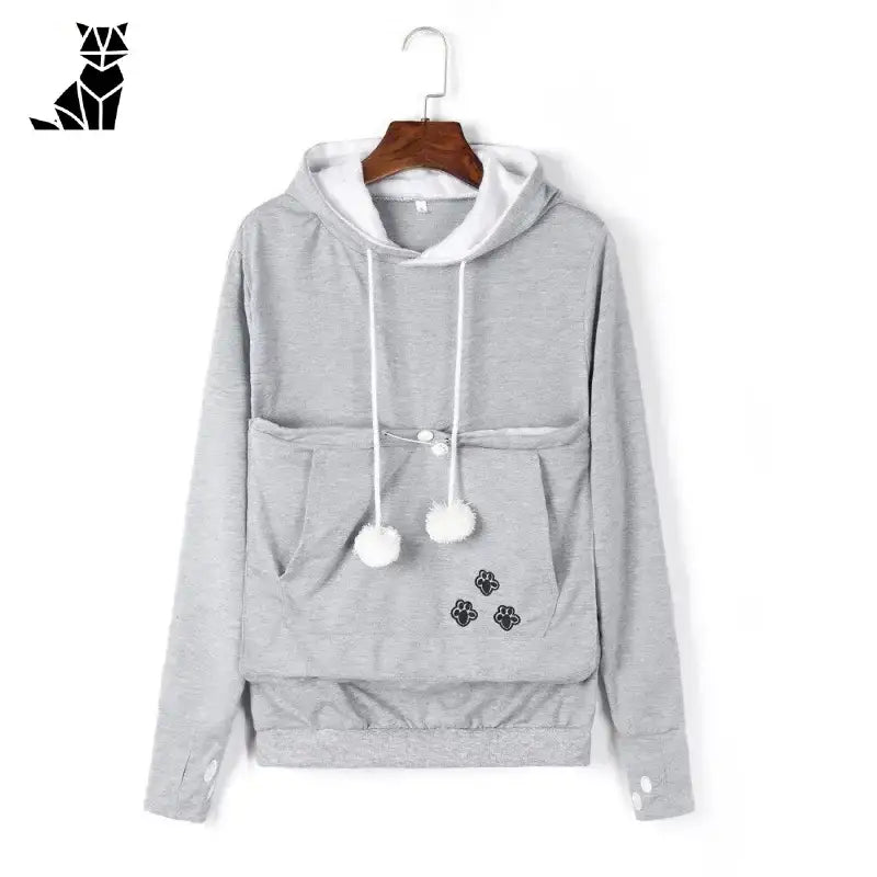 Pull Chat Avec Poche Kangourou Pour Moments Cocooning - Gris / s