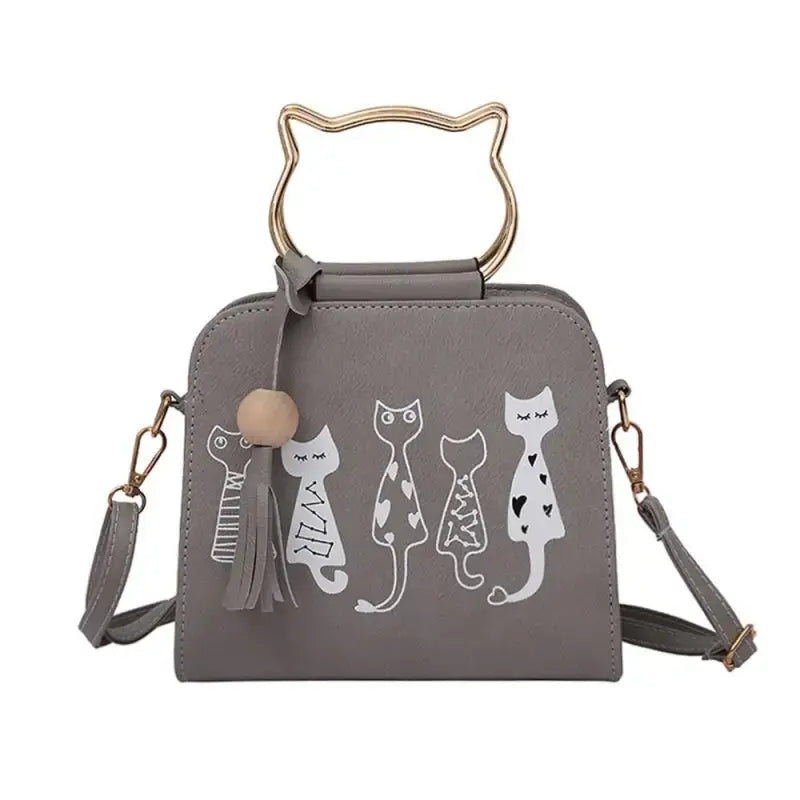 Sac à Main Chic Pour Femme Au Motif Chat élégant - Gris