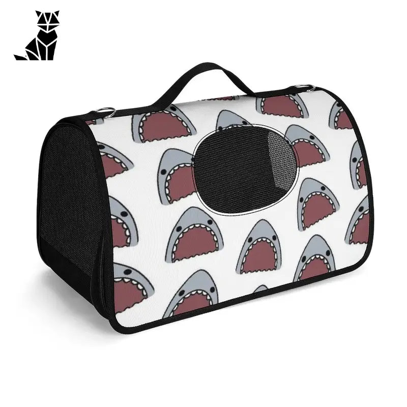 Sac de voyage personnalisé avec fermeture éclair - Sac à lunch Ergonomique blanc et rouge avec impression de requin