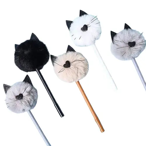Stylos Chat à Paillettes: L’adorable Accessoire Scolaire! Encre Noir Transparent Background