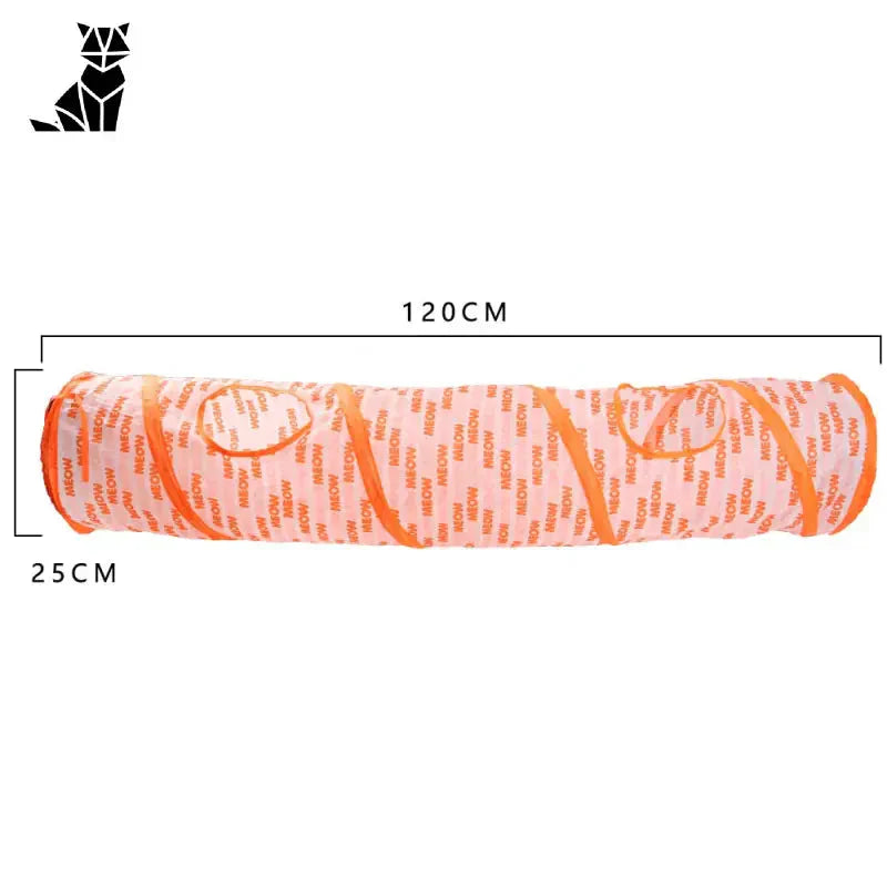 Tunnel de jeu pour chat - Durable Nylon Fun : facile à ranger, tissu orange et blanc avec un motif noir et blanc